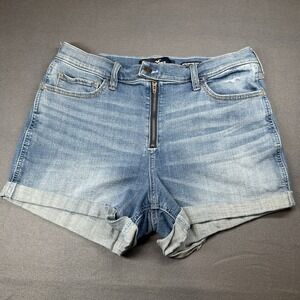 Hollister Ultra High-Rise Denim Shorts Womens Size 15 W32 3" Inseam Blue Stretch
